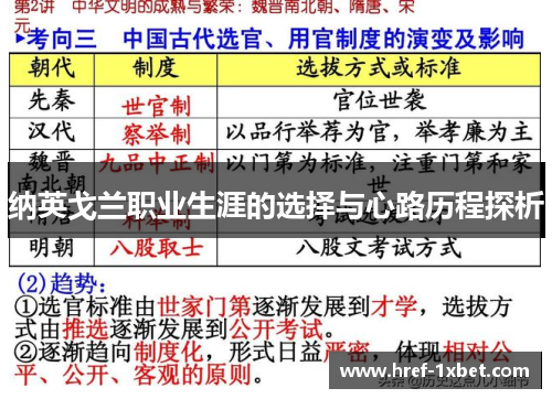 纳英戈兰职业生涯的选择与心路历程探析